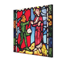Window from Troyes Cathedral showing the Temptatio Canvas Prints