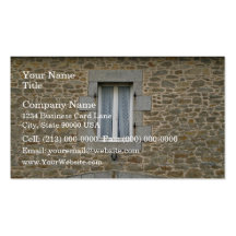 Window In Rough Stone Wall With Lace Curtains Business Card Template