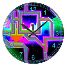 Window into the Universe – Magenta & Cyan Abstract Wallclocks