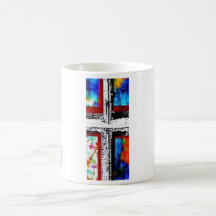 Window Pane Cross -Red Trim Mugs