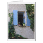 Window with Blue Shutters Greeting Card