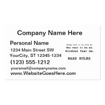 Windows Fear me Male Bass player version Business Card Templates