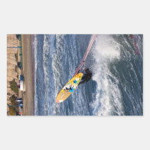 Windsurfer off Boscombe Pier Rectangular Stickers