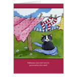 Windy Day Cat & Washing Line - Personalize Cards
