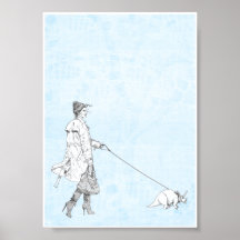 Windy Day Dinosaur Walking Posters