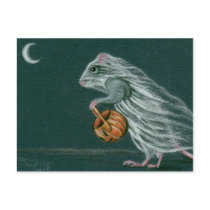 Windy Halloween Ghost Postcard