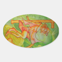 Windy Saturn Oval Stickers