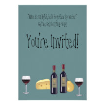 Wine and Cheese Party+Quote Custom Invites