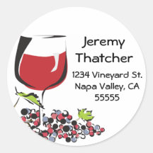 Wine and Grape Address Label Sticker