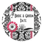 Wine Beer bottle Black and White Wedding Labels Round Stickers