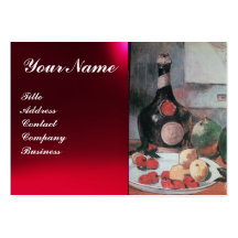 WINE BOTTLE AND FRUITS ,RED WAX SEAL MONOGRAM BUSINESS CARD TEMPLATE