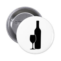 wine bottle and glass vintner icon pinback button