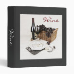Wine bottle, wine glass and grapes binder