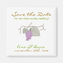 Wine Country Wedding grape vine Fridge Magnets