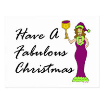 Wine Diva Fabulous Christmas Post Cards