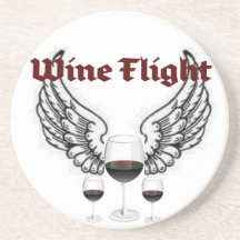 WINE FLIGHT WINGS AND RED WINE PRINT COASTERS