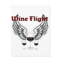WINE FLIGHT WINGS AND RED WINES PRINT POST CARDS
