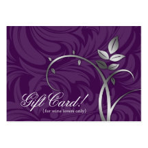 Wine Gift Card Certificate Leaf Swirl Silver Vine Business Card Template