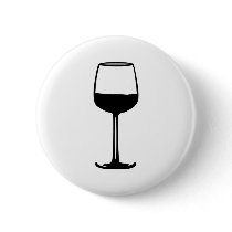 Wine glass pinback button