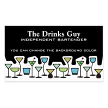 Wine glass martini mixed drinks bartender biz card business cards