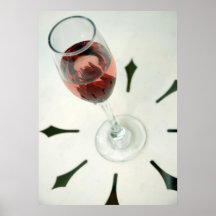 Wine glass with flower petals inside posters