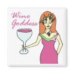 Wine Goddess Pink Ribbon Breast Cancer Awareness Refrigerator Magnets