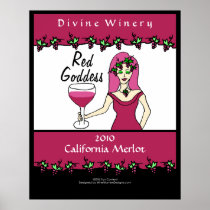 Wine Goddess "Red Goddess" Custom Wine Label Large