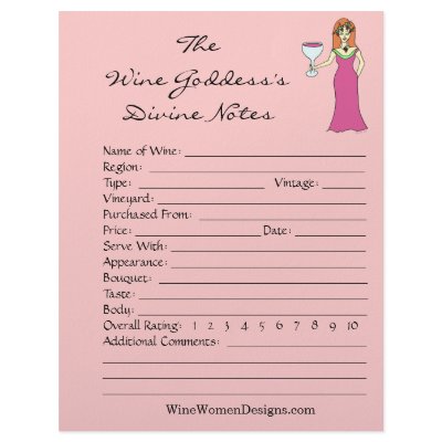 Wine Goddess's Pink Divine Wine Tasting Notes Custom Letterhead by Victoreeah