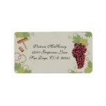 Wine, Grapes, Cork Screw and Cork on VIntage Paper Custom Address Labels