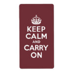 Wine Keep Calm and Carry On Custom Shipping Labels