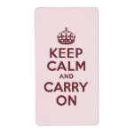 Wine Keep Calm and Carry On Personalized Shipping Label
