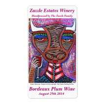 Wine Label - Bull Goddess Drinking Red Wine