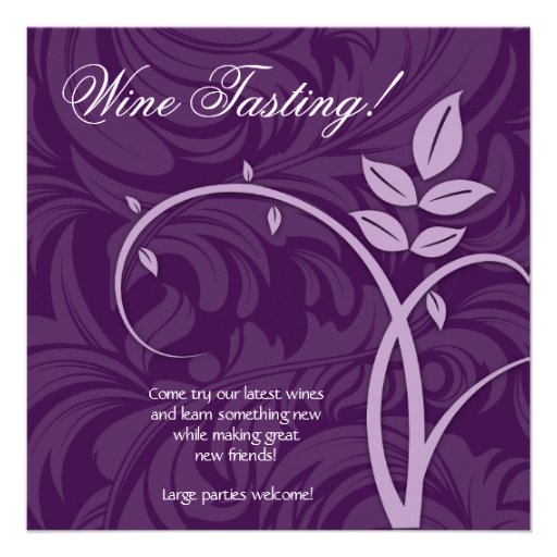 Wine Party Tasting Purple Leaf Marketing Personalized Announcements