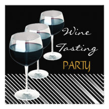 Wine Tasting Party Drinks Glasses Black White 2 Announcement
