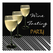 Wine Tasting Party Drinks Glasses Black White Personalized Invites