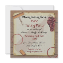Wine Tasting Party on Vintage paper Invitations