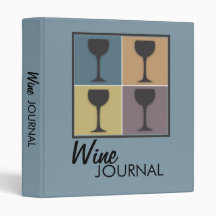 Wineglass Pop Art Retro Wine Journal in Dusty Blue Binders