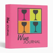 Wineglass Pop Art Retro Wine Journal in Hot Pink Binder