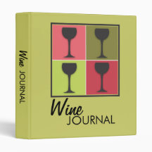 Wineglass Pop Art Retro Wine Journal in Lime Green Binders