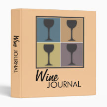 Wineglass Pop Art Retro Wine Journal in Tan Binders
