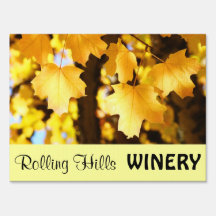 WINERY outdoor signs Custom Name Golden Leaves