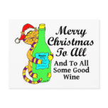 Winey Cat Christmas "...And To All Some Good Wine" Postcard