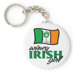 Winey Irish Girl Irish Flag keychains