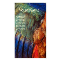 WING FEATHERS OF A ROLLER  ON  ANTIQUE PARCHMENT BUSINESS CARDS