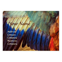 WING FEATHERS OF A ROLLER  ON  ANTIQUE PARCHMENT BUSINESS CARD TEMPLATES