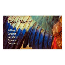 WING FEATHERS OF A ROLLER  ON  ANTIQUE PARCHMENT BUSINESS CARD TEMPLATES