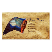 WING OF A ROLLER  ON  ANTIQUE PARCHMENT  Monogram Business Cards