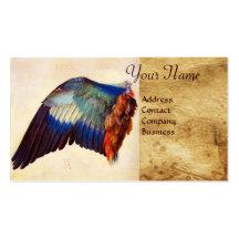 WING OF A ROLLER  ON  ANTIQUE PARCHMENT  Monogram Business Card