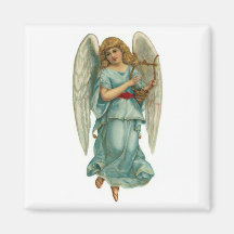 Winged Angel and Harp Refrigerator Magnet