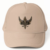 WINGED FLEUR-DE-LIS DISTRESSED PEWTER HAT